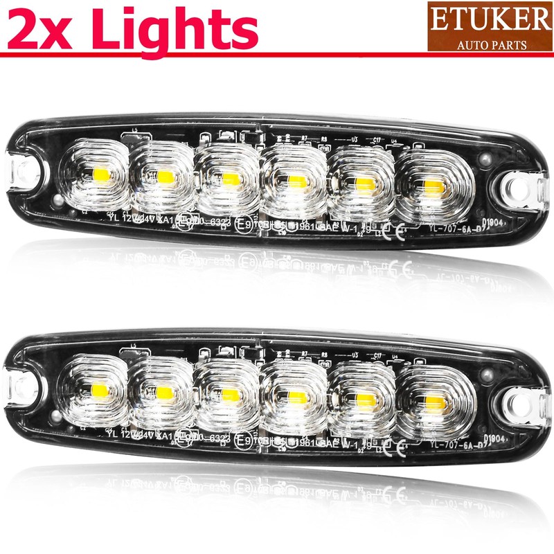 ETUKER 2 x 6 LEDs Front Flasher Orange 12/24 V