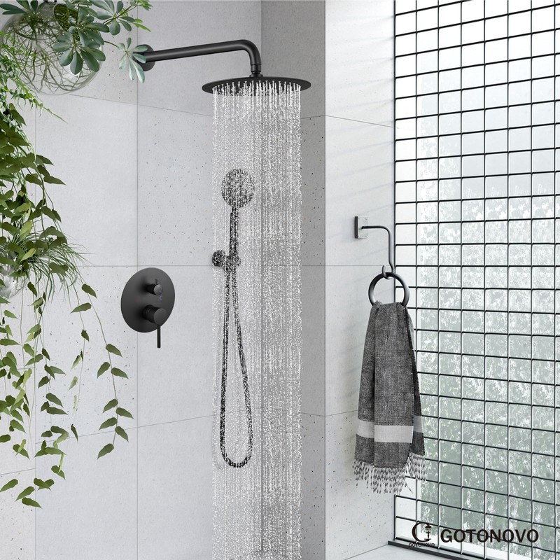 gotonovo Rain Shower System with 10 Inch Round Showerhead and