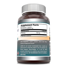 Amazing Formulas L Citrulline 750mg 180 Capsules Supplement | Non-GMO | Gluten Free | Made in USA