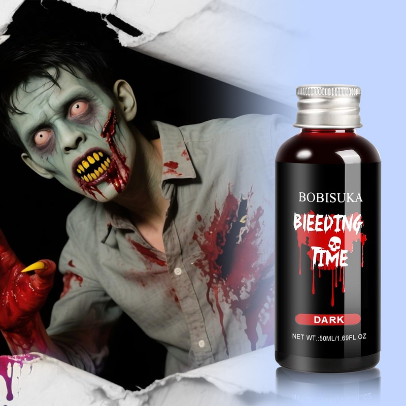 BOBISUKA Realistic Fake Blood, Long-Lasting SFX Makeup (Dark, 50ml)