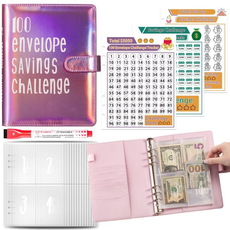 100 Envelope Money Saving Challenge Budget Binder with Cash Envelopes