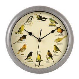 12 Species Bird Song Clock, 10 Inch Birdsong Clock, Novelty Chiming Wall Clocks, Vintage Birds Clocks with Sound, Green Nature-Inspired Design Talking Bird Decorative for Home, Gift for Birds Lovers