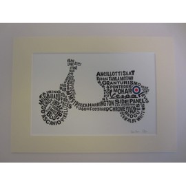 "Vespa Scooter" A limited edition signed print, mounted ready for framing, A4 size.
