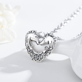 TANGPOET Unicorn Pendant Chain Unicorn Necklace Animal Pendant Necklace 925 Sterling Silver Unicorn Jewellery Gift for Women Girls, Sterling Silver, No Gemstone