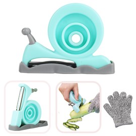 Kibbidea Vegetable Peeler, Kids Potato Fruit Peeler for Kitchen with Cut-proof Glove, Kids Cute Kitchen Accessories (Blue)