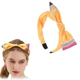 Back to School Pencil Headbands Back to School Teachers Outfits for Teacher Women Stripe Pencil Headband Hair Band Bow Yellow Headbands Headdresses for Teacher First Day of School Outfits for Girls