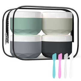 WLEAD Pack of 4 Jars, 75 ml Cream Jars for Filling, TSA Approved Travel Container with Transparent Bag, Leak-Proof for Cosmetics, Face, Body, BPA-Free