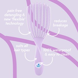 Nature Spell FlexiFlow Detangling Hair Brush | Detangles All Hair Types | For Wet & Dry Hair | Flexible Strands for Pain Free Brushing & Cleaning | Eliminates Knots & Reduces Breakage | (Purple)