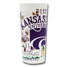 Catstudio Drinking Glass, Kansas State University Glass Cup for Kitchen, 15oz Dishwasher Safe Tumbler for KSU Alumni