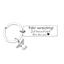 Nfyxcaz Fahr Vorsichtig Ich Brauch Dich Keyring For Couple Husband Boyfriend Father Drive Careful Keyring Valentine's Day Gift Father's Day Gift, Drive Carefully 3