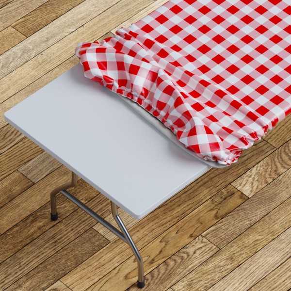 Sorfey Tablecloth -Fitted with Elastic, Vinyl with Flannel Back, Fits