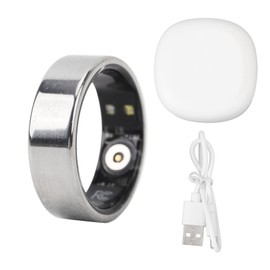 Smart Health Ring with Charging Case Stainless Steel Fitness Finger Ring for Sports and Sleep Monitoring Silver Number 21