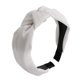 Satin Knot Headband for Women (Shimmer White)