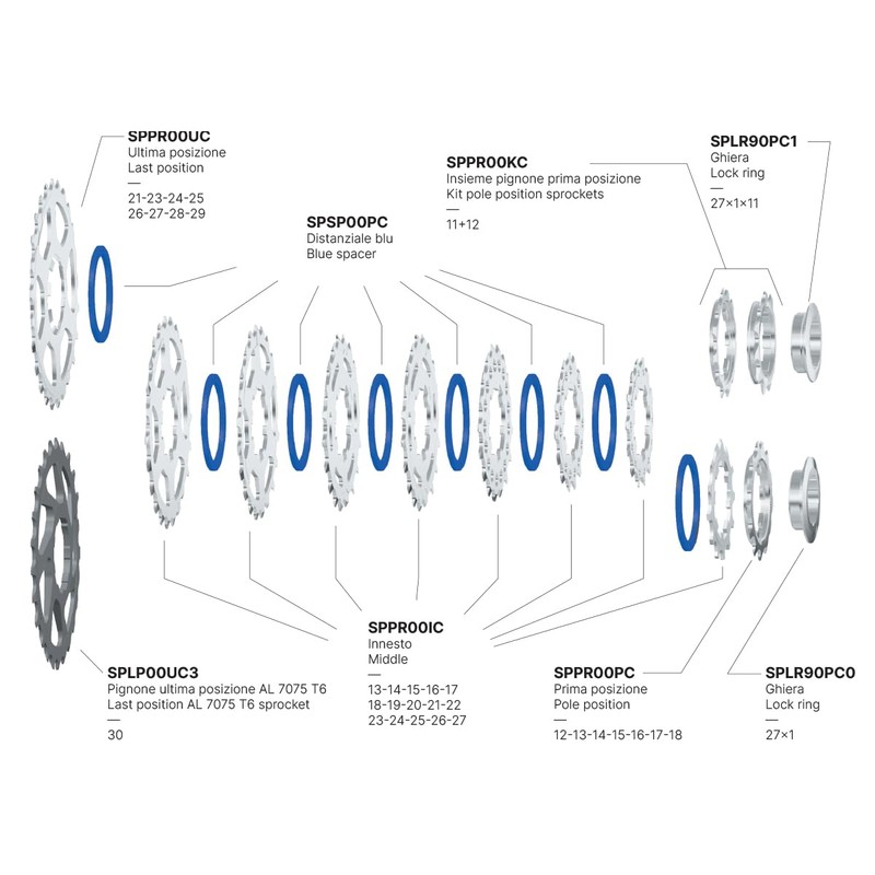 Miche Unisex's Primato 10 Speed Campagnolo Cassette, Silver, 12/29