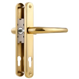 SORWDUERM Pvd Gold Door Handles Set 92mm PZ Centres 210mm Screw Hole Distance 240mm Backplate Length Replacement Door Lever for UPVC Composite Timber Door Stainless Steels