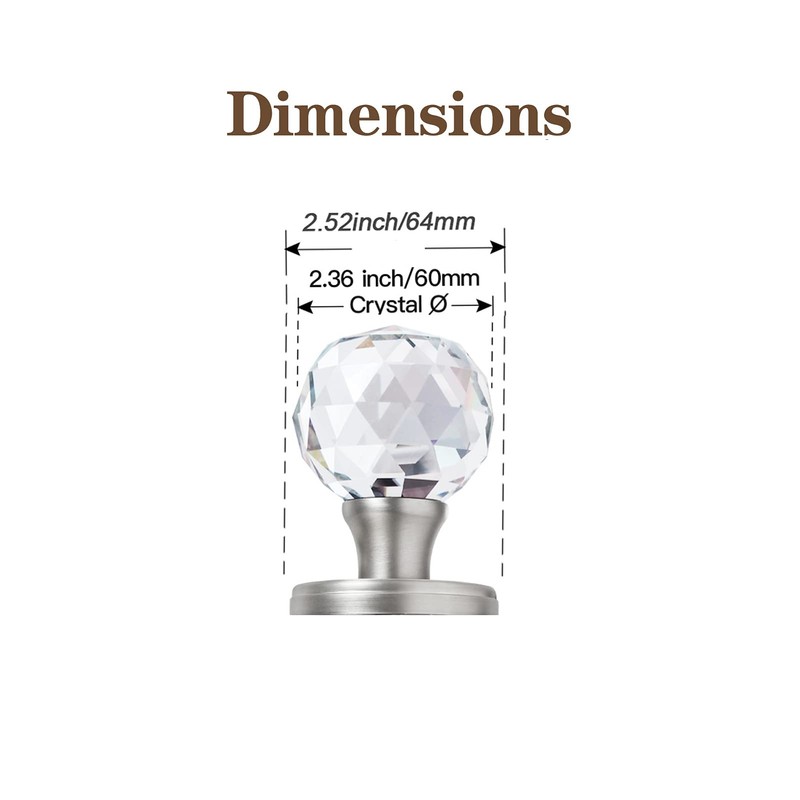 CLCTK 4 Pack Crystal Glass Dummy Door Knobs, Clear Diamond