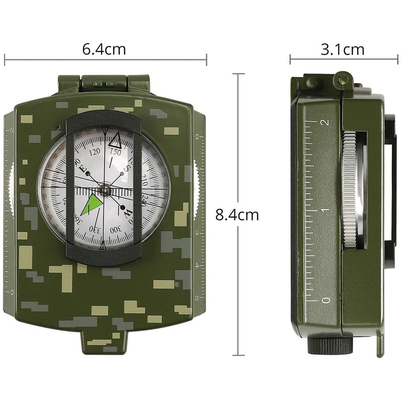 Shiwaki Compass Waterproof Navigation Compass Metal Visor Compass - Green
