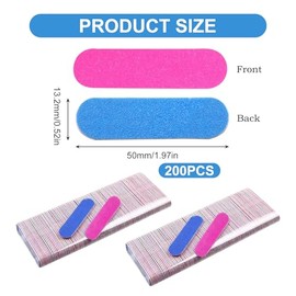 200 Pcs Mini Nail File, Disposable Professional Nail Files for Manicure, Double Sided Emery Board, Nail Buffering Files for Home and Salon Use 180/240 Grit