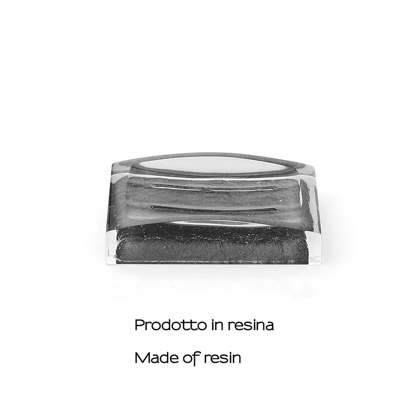 Gedy Antares Soap Dish, Resin, Grey, 7.5 x 11.2 x