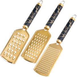 Professional Cheese Grater, Gold Stainless Steel Cheese Grater Handheld, Grater Hand Crank, Practical Kitchen Gadgets, Graters for Cheese, Chocolate, Spices (3 Size)