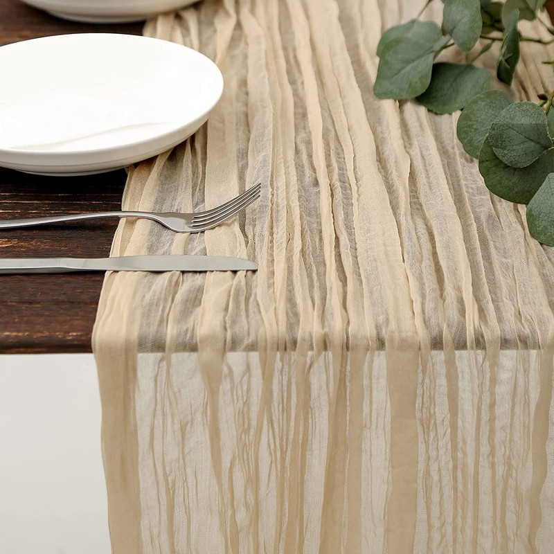 LOMOHOO CheeseCloth Table Runner 72Inches Long,Boho Gauze Table Runners,Rustic Table