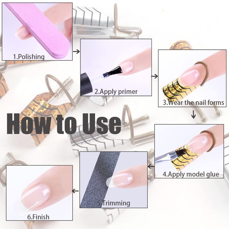 10 PCS Nail Forms Aluminum Nail Art Forms Tips Reusable