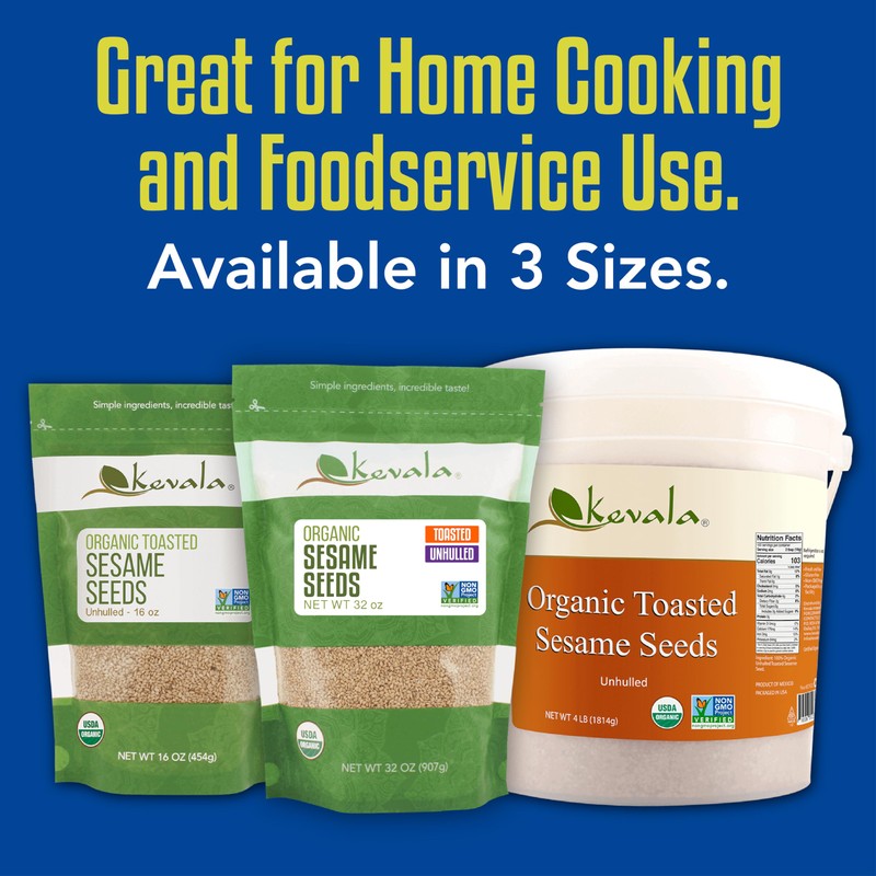 Organic Toasted Sesame Seeds (Unhulled) - Gluten-Free Topping for Asian