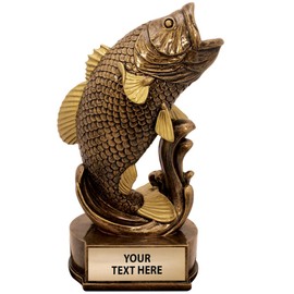 Crown Awards Large Mouth Bass Sculpture- Great for Fishing, Fishermen, Boating