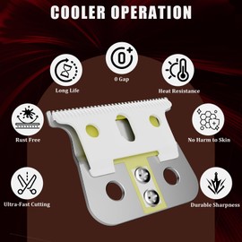 Professional Barber-Grade T-Blade Replacement Compatible with Andis T-Outliner，Barber-Approved T Clipper & Trimmer Blades#04710/04521，Precision Sharp，Zero-Gap Fit (Ceramic T/Sliver Blade)