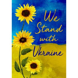 America Forever We Stand with Ukraine Garden Flag 12.5x18 inch Sunflowers Double Sided Outdoor Yard Decorative Russia Conflict Stop the War Support Blue Yellow National