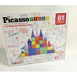 PicassoTiles 61 Piece Magnetic Building Tiles
