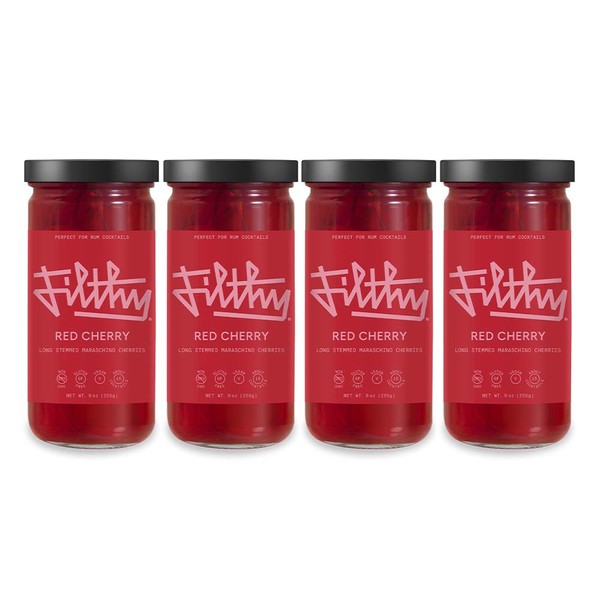 Filthy Food Red Maraschino Cherries - Premium Cocktail Cherry Garnish