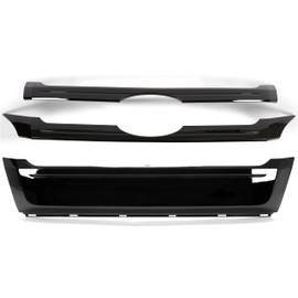 Kojem Front Black Grille Trim Cover Compatible with 2011-2014 Ford Edge Replacement for Part# BT4Z-8200-EPTM, BT4Z8200EPTM Upper & Central & Lower Bumper Grill Molding 3Pcs Painted