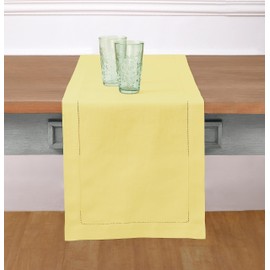 Solino Home Amarillo Camino de Mesa – Algodon Lino Vainica Camino de Mesa de Tela 14 x 108 Pulgadas – Granja Bufanda Camino De Comedor De Mesa