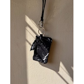 ID Case Wallet with Lanyard - Women's Fashion ID Holder Keychain (Marble)