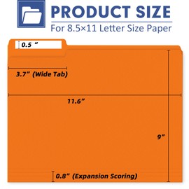 File Folder, PANDRI 120 Pack Colored File Folder, 1/3 Cut Tab, Letter Size, Assorted 12 Colors Filing Folder for Office School Business