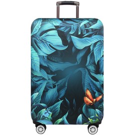 MosaiRudo Thicker Luggage Cover Elastic Suitcase Cover Protector Fits 18-32 Inch Suitcase Travel Accessories (Rainforest, L)