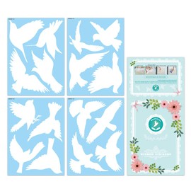32 Pieces Large Size Anti-Collision Window Clings, with beautiful card, Transparent Window Decals to Remind and Prevent Bird Strike, Humming bird Shapes Window Stickers (W,Bird)