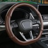 Cxtiy D Shaped Steering Wheel Cover, Genuine Leather Flat Bottom