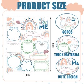 Sherr 60 Pcs All About Me Posters Boho Student Introduction Poster Colorful Rainbow All About Me Classroom Boho Decorations for Preschool Elementary School Teacher Supplies, 11 x 14 Inches