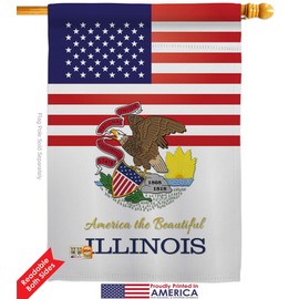 US Illinois House Flags Pack Americana States USA American Territories Republic Country Particular Area Vintage Applique Small Decorative Gift Yard Banner Double-Sided Made In 28 X 40