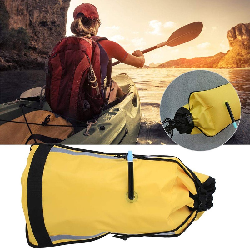 Rescue Paddle Floating Bag, Bright Yellow Auto-Valve Kayak Paddle Float,