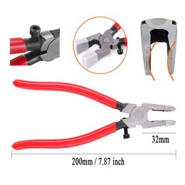 Qovydx Glass Grozer Pliers Key Fob Pliers with Rubber Tip Glasses Running Pliers Nippers for Key Fob Hardware Install and Stained Glass Work
