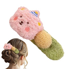Hair Barrettes,Bear Hair Barrettes Plush Hairpin - Side Colorful Styling Accessories Cartoon Decorative Headdress for Women Thick Thin