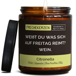 Lustige Citronella Kerze mit Spruch für Beste FreundIn | Handgemacht aus Sojawachs | In Geschenkbox | Nachhaltiges Geschenk Freundschaft Freundin Freund Partner Schwester BFF