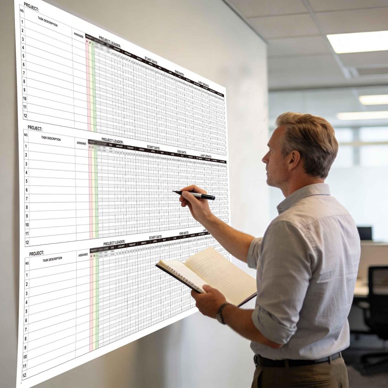 Dry Erase Visual Project Gantt Chart,36“x45”