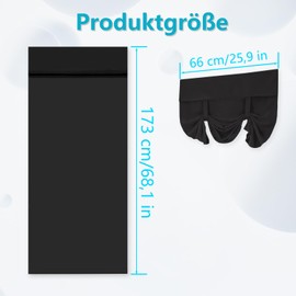 GOIEHIR 1 Piece Velcro Blackout Door Curtains, 173 × 66 cm French Door Blinds, Opaque Roman Curtains with Ties for Patio Doors, Glass Doors (Black)