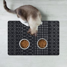 Dog Food Mats for Floors Absorbent, Cat Food Mat - Pet Cat Feeding Mat Quick Dry, Dog Bowl Mats for Water, Pet Supplies Feeding Placemat 12" x 20"Black