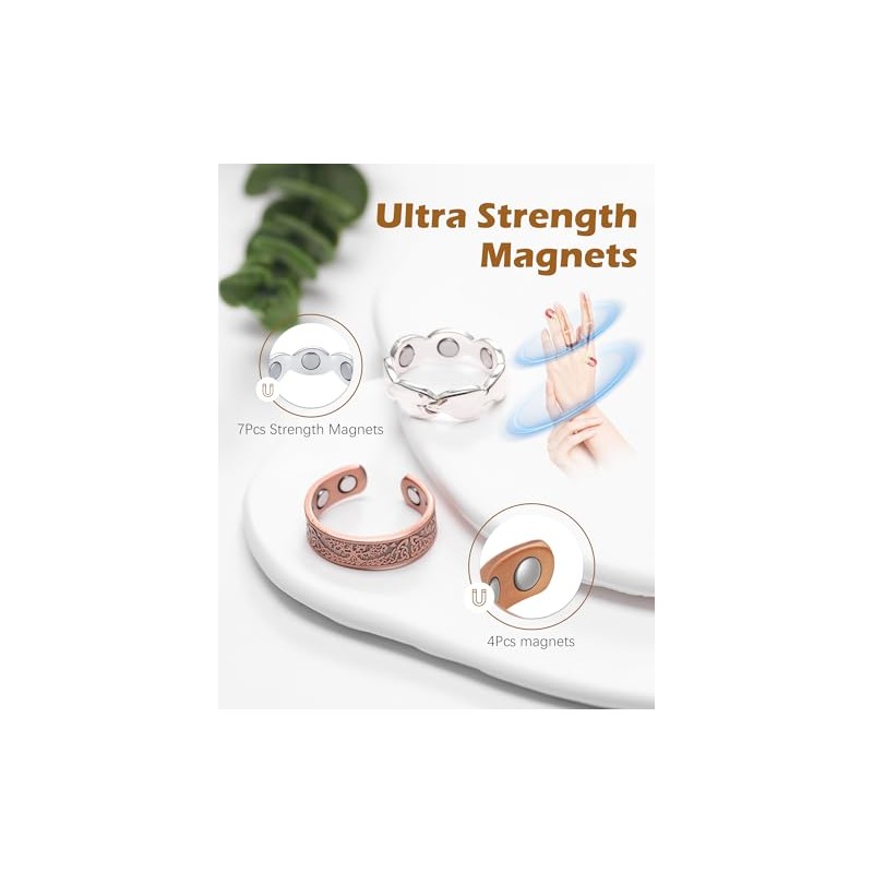 Jeracol Jeracol 2Pcs Copper Rings for Women with Ultra Strength