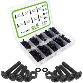 Vlookee M3 M4 Wood Screws, 480 Pieces, Cross Hole Bolts, Pan Heads, Carbon Steel, Bolt Nuts, Round Head, Screw Shin Washer Screws, Tapping Screws, PC Screws, Repair Tool, General Purpose Woodworking Fasteners, Plastic Box Included